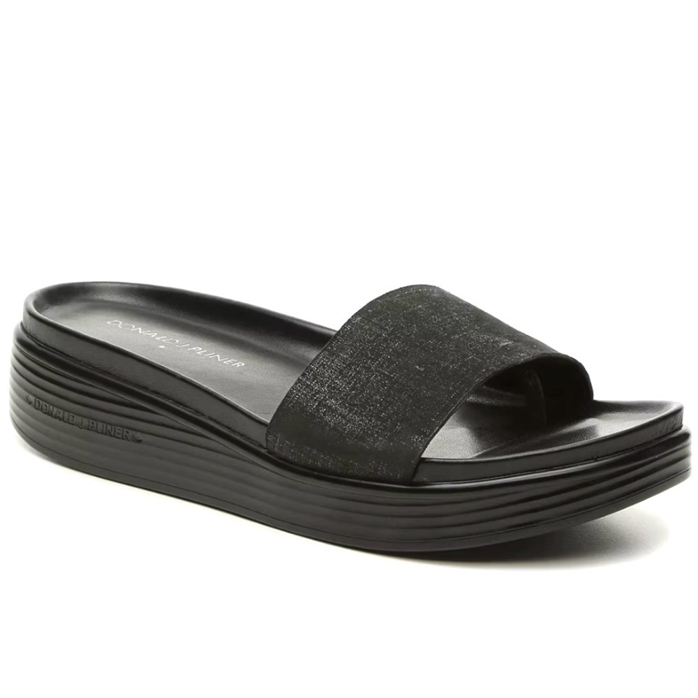 Donald J Pliner Fiji Black Suede Leather Platform Slide Sandals Women’s 9 - New